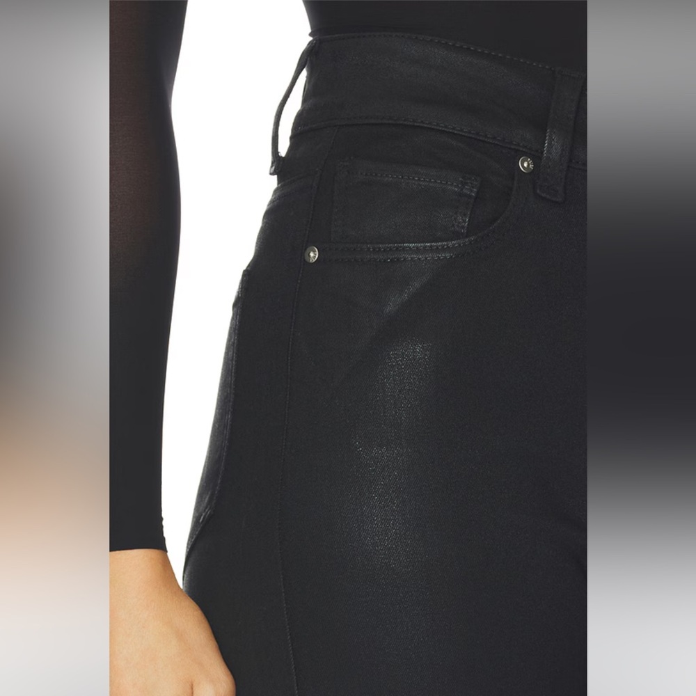 NWT PAIGE Sasha coated wide leg jeans Size 27 Black Fog